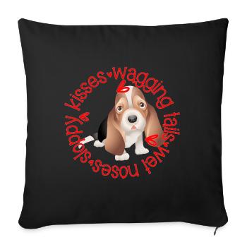 Cute Bassett Hound, sloppy kisses - Sofa pillowcase 17,3'' x 17,3'' (45 x 45 cm) - black - Front