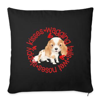 Cute King Charles Spaniel, sloppy kisses - Sofa pillowcase 17,3'' x 17,3'' (45 x 45 cm) - black - Front
