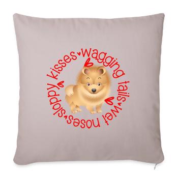 Cute Pomeranian, sloppy kisses - Sofa pillowcase 17,3'' x 17,3'' (45 x 45 cm) - light taupe - Front