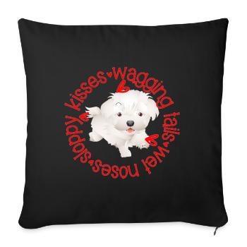 Cute Maltese dog, sloppy kisses - Sofa pillowcase 17,3'' x 17,3'' (45 x 45 cm) - black - Front