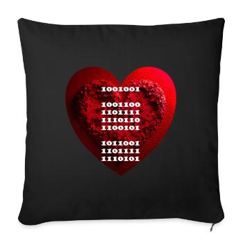 Encrypted declaration of love in binary code - Sofa pillowcase 17,3'' x 17,3'' (45 x 45 cm) - black - Front