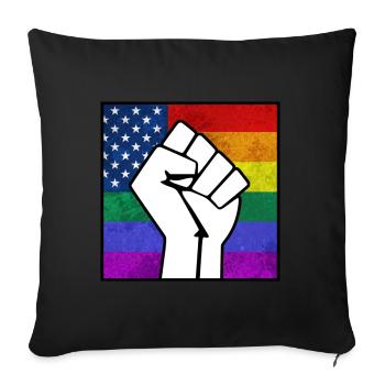 Regenbogen USA Pride Faust Aufkleber - Sofakissenbezug 45 x 45 cm - Schwarz - Vorne