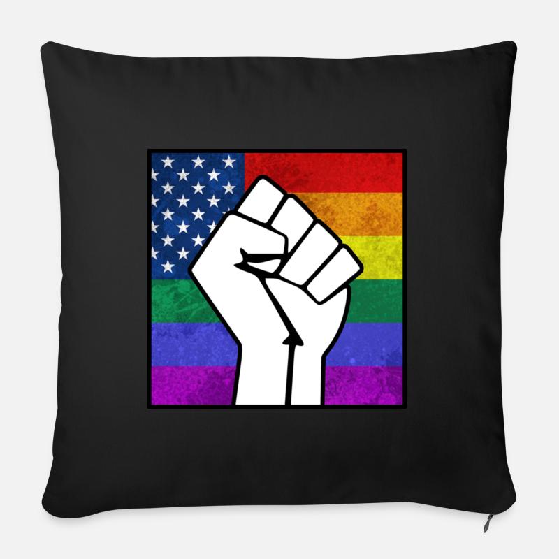 Regenbogen USA Pride Faust Aufkleber - Sofakissenbezug 45 x 45 cm - Schwarz