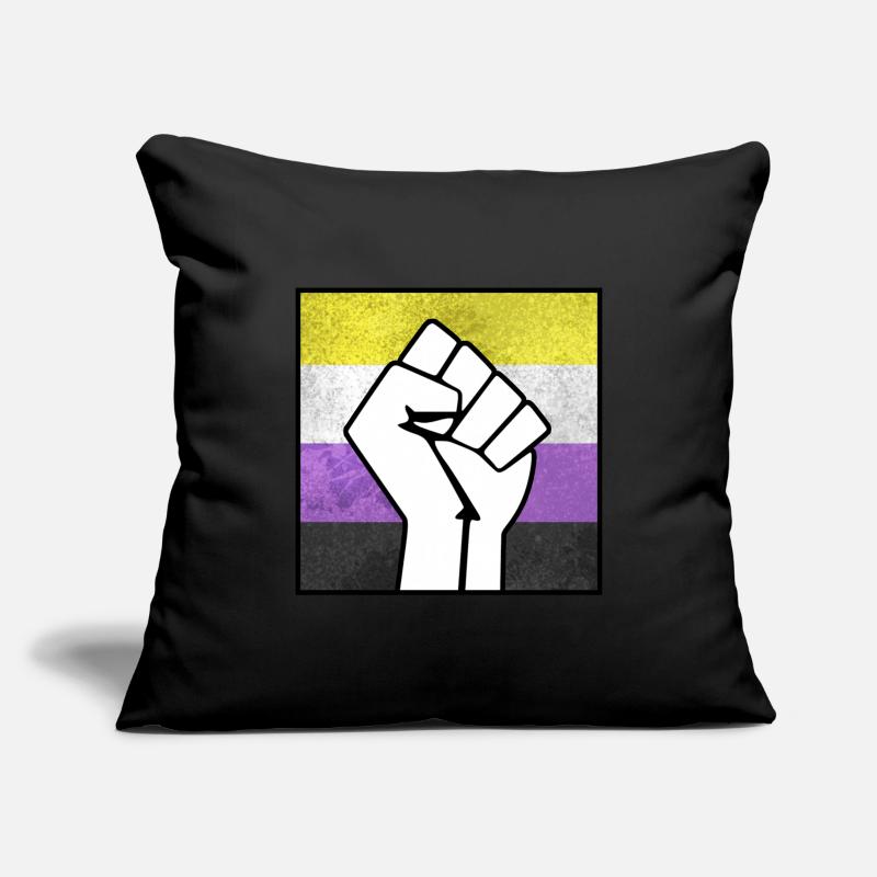 Nicht-binärer Pride-Faust-Aufkleber Sofakissenbezug 45 x 45 cm
