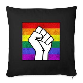 Regenbogen LGBT Pride Faust Aufkleber - Sofakissenbezug 45 x 45 cm - Schwarz - Vorne