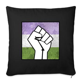 Autocollant Genderqueer Pride Fist - Housse de coussin décorative 45 x 45 cm - noir - Devant