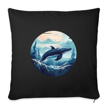 Whale - Sofa pillowcase 17,3'' x 17,3'' (45 x 45 cm) - black - Front