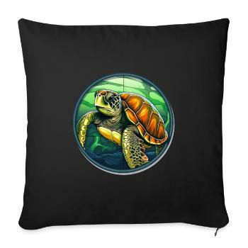Tortue - Housse de coussin décorative 45 x 45 cm - noir - Devant