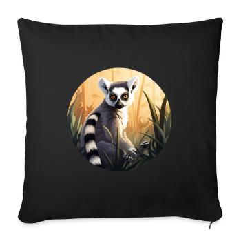 Lémurien - Housse de coussin décorative 45 x 45 cm - noir - Devant