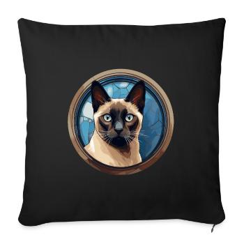 Siamese cat - Sofa pillowcase 17,3'' x 17,3'' (45 x 45 cm) - black - Front