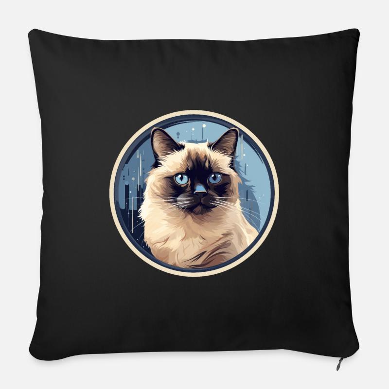 Birma Katze - Sofakissenbezug 45 x 45 cm - Schwarz