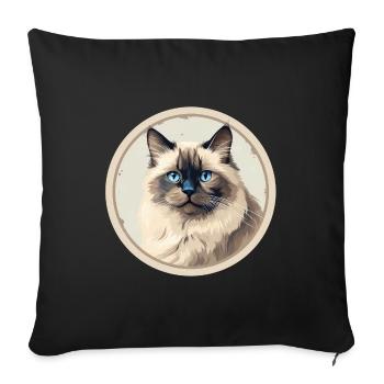 Ragdoll Cat - Sofa pillowcase 17,3'' x 17,3'' (45 x 45 cm) - black - Front