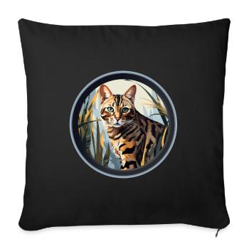 Leopard cat - Sofa pillowcase 17,3'' x 17,3'' (45 x 45 cm) - black - Front