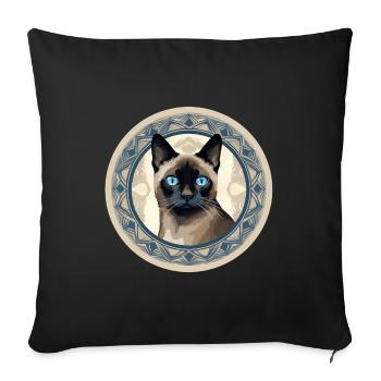 Siamese cat - Sofa pillowcase 17,3'' x 17,3'' (45 x 45 cm) - black - Front