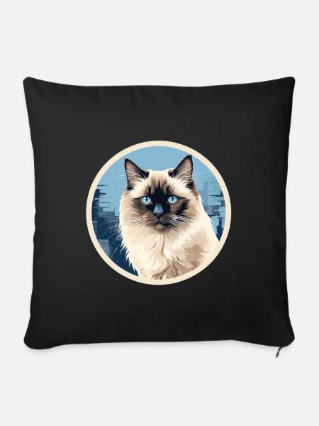 Birma Katze - Sofakissenbezug 45 x 45 cm - Schwarz