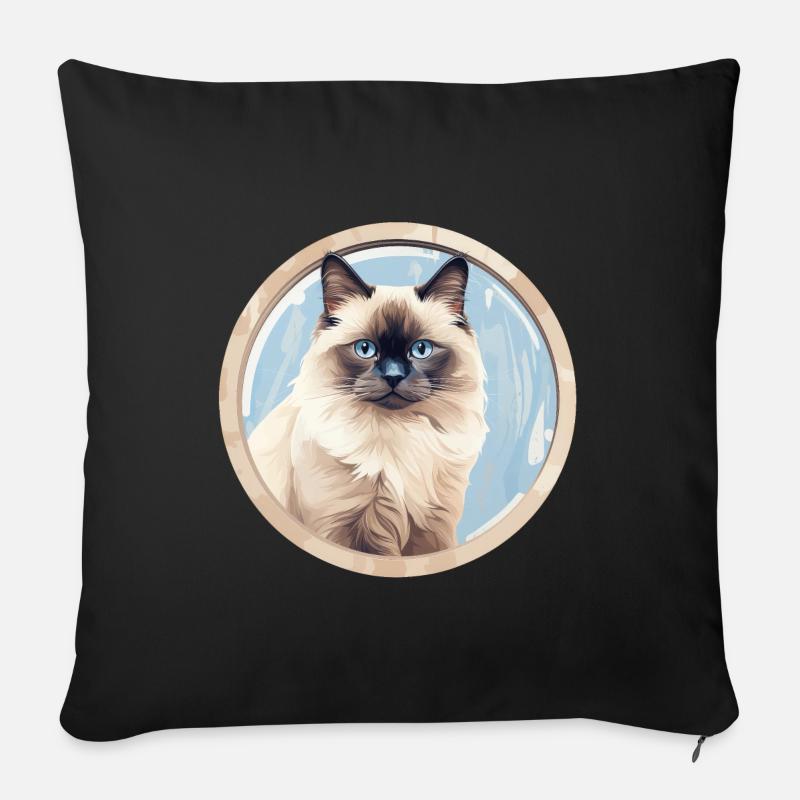 Birma Katze - Sofakissenbezug 45 x 45 cm - Schwarz