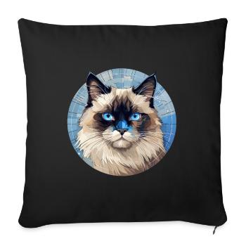 Ragdoll Cat - Sofa pillowcase 17,3'' x 17,3'' (45 x 45 cm) - black - Front
