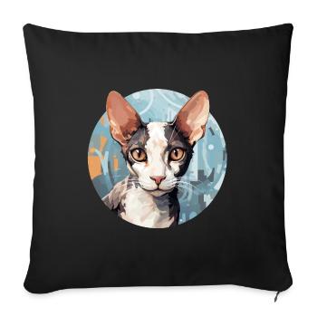 Cornish Rex Katze - Sofakissenbezug 45 x 45 cm - Schwarz - Vorne