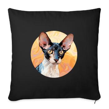 Cornish Rex Katze - Sofakissenbezug 45 x 45 cm - Schwarz - Vorne