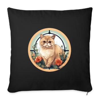 Exotische Kurzhaarkatze - Sofakissenbezug 45 x 45 cm - Schwarz - Vorne