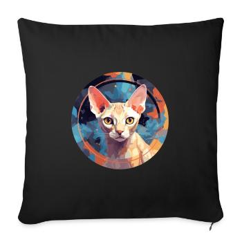 Devon Rex Cat - Sofa pillowcase 17,3'' x 17,3'' (45 x 45 cm) - black - Front