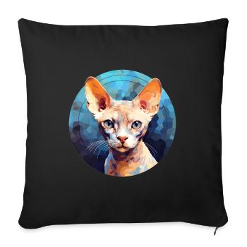 Devon Rex Cat - Sofa pillowcase 17,3'' x 17,3'' (45 x 45 cm) - black - Front