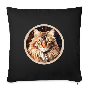Norwegische Waldkatze - Sofakissenbezug 45 x 45 cm - Schwarz - Vorne