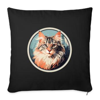 Norwegische Waldkatze - Sofakissenbezug 45 x 45 cm - Schwarz - Vorne