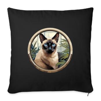 Siamese cat - Sofa pillowcase 17,3'' x 17,3'' (45 x 45 cm) - black - Front