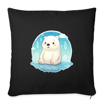 mignon petit ours polaire - Housse de coussin décorative 45 x 45 cm - noir - Devant