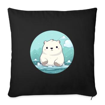 mignon petit ours polaire - Housse de coussin décorative 45 x 45 cm - noir - Devant