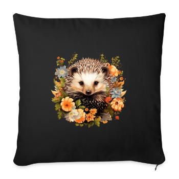 Hedgehog cottagecore - Sofa pillowcase 17,3'' x 17,3'' (45 x 45 cm) - black - Front