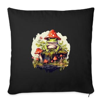 Frog Cottagecore Mushroom - Sofa pillowcase 17,3'' x 17,3'' (45 x 45 cm) - black - Front