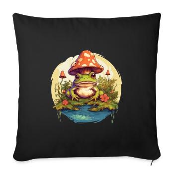Frog Cottagecore Mushroom - Sofa pillowcase 17,3'' x 17,3'' (45 x 45 cm) - black - Front