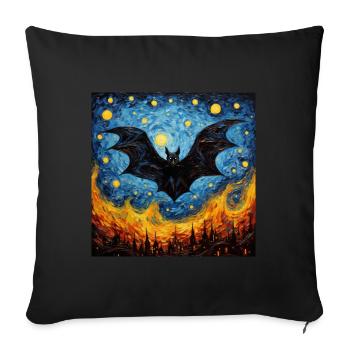 Bat, Van Gogh, Starry Night, Animal - Sofa pillowcase 17,3'' x 17,3'' (45 x 45 cm) - black - Front