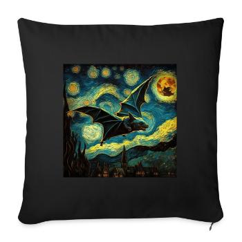 Bat, Van Gogh, Starry Night, Animal - Sofa pillowcase 17,3'' x 17,3'' (45 x 45 cm) - black - Front