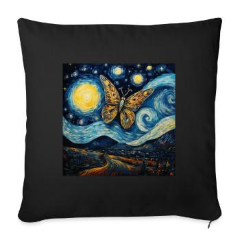 Papillon De Nuit, Van Gogh, Nuit Étoilée, Animal - Housse de coussin décorative 45 x 45 cm - noir - Devant