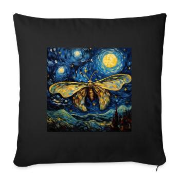 Papillon De Nuit, Van Gogh, Nuit Étoilée, Animal - Housse de coussin décorative 45 x 45 cm - noir - Devant