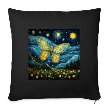 Papillon De Nuit, Van Gogh, Nuit Étoilée, Animal - Housse de coussin décorative 45 x 45 cm - noir - Devant