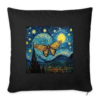 Papillon De Nuit, Van Gogh, Nuit Étoilée, Animal - Housse de coussin décorative 45 x 45 cm - noir - Devant