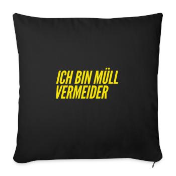 Müllvermeidung ist wunderbar - Sofakissenbezug 45 x 45 cm - Schwarz - Vorne