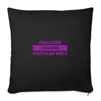 analog geht immer - Sofakissenbezug 45 x 45 cm - Schwarz - Vorne
