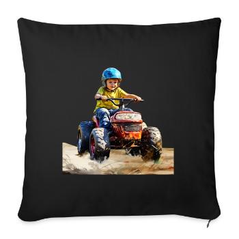 Kids love pedal tractor riding - Sofa pillowcase 17,3'' x 17,3'' (45 x 45 cm) - black - Front