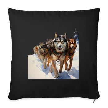 Il existe de nombreux types de chiens de traîneau - Housse de coussin décorative 45 x 45 cm - noir - Devant