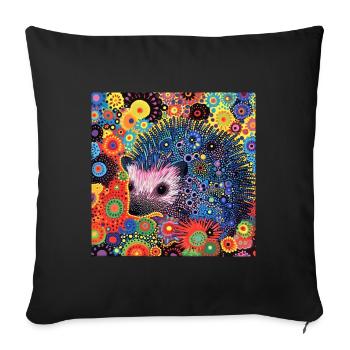 igel, bunt, tier, geschenk, geschenkidee - Sofakissenbezug 45 x 45 cm - Schwarz - Vorne