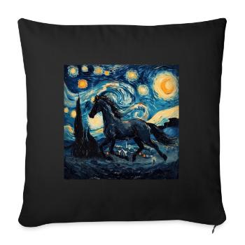 pferd, tier, van gogh, sternenacht - Sofakissenbezug 45 x 45 cm - Schwarz - Vorne