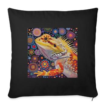 Bearded dragons, lizards, colorful, animal, gift - Sofa pillowcase 17,3'' x 17,3'' (45 x 45 cm) - black - Front