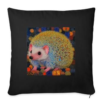 igel, bunt, tier, geschenk, geschenkidee - Sofakissenbezug 45 x 45 cm - Schwarz - Vorne