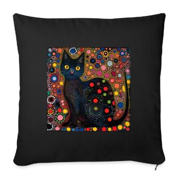 Black Cat, Cats, Colorful, Animal, Gift - Sofa pillowcase 17,3'' x 17,3'' (45 x 45 cm) - black - Front