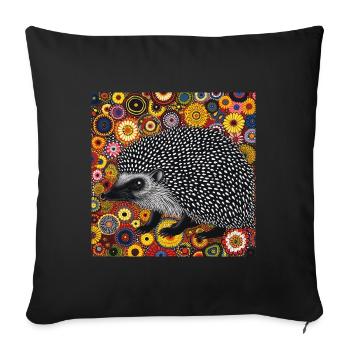 igel, bunt, tier, geschenk, geschenkidee - Sofakissenbezug 45 x 45 cm - Schwarz - Vorne